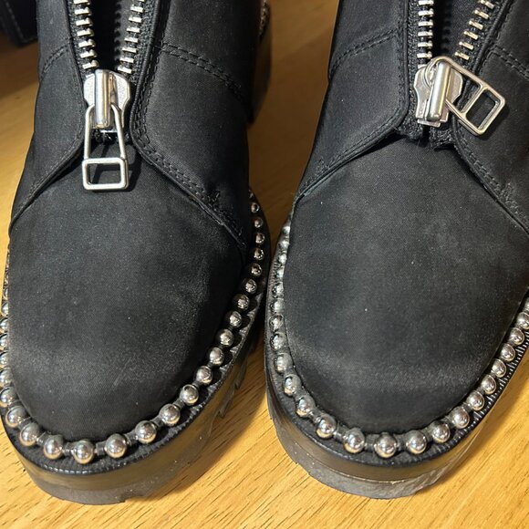 Womens Alexander Wang Cooper Black Orange Quilted Beaded Trim Bootie 39 US/8.5 - Picture 15 of 16